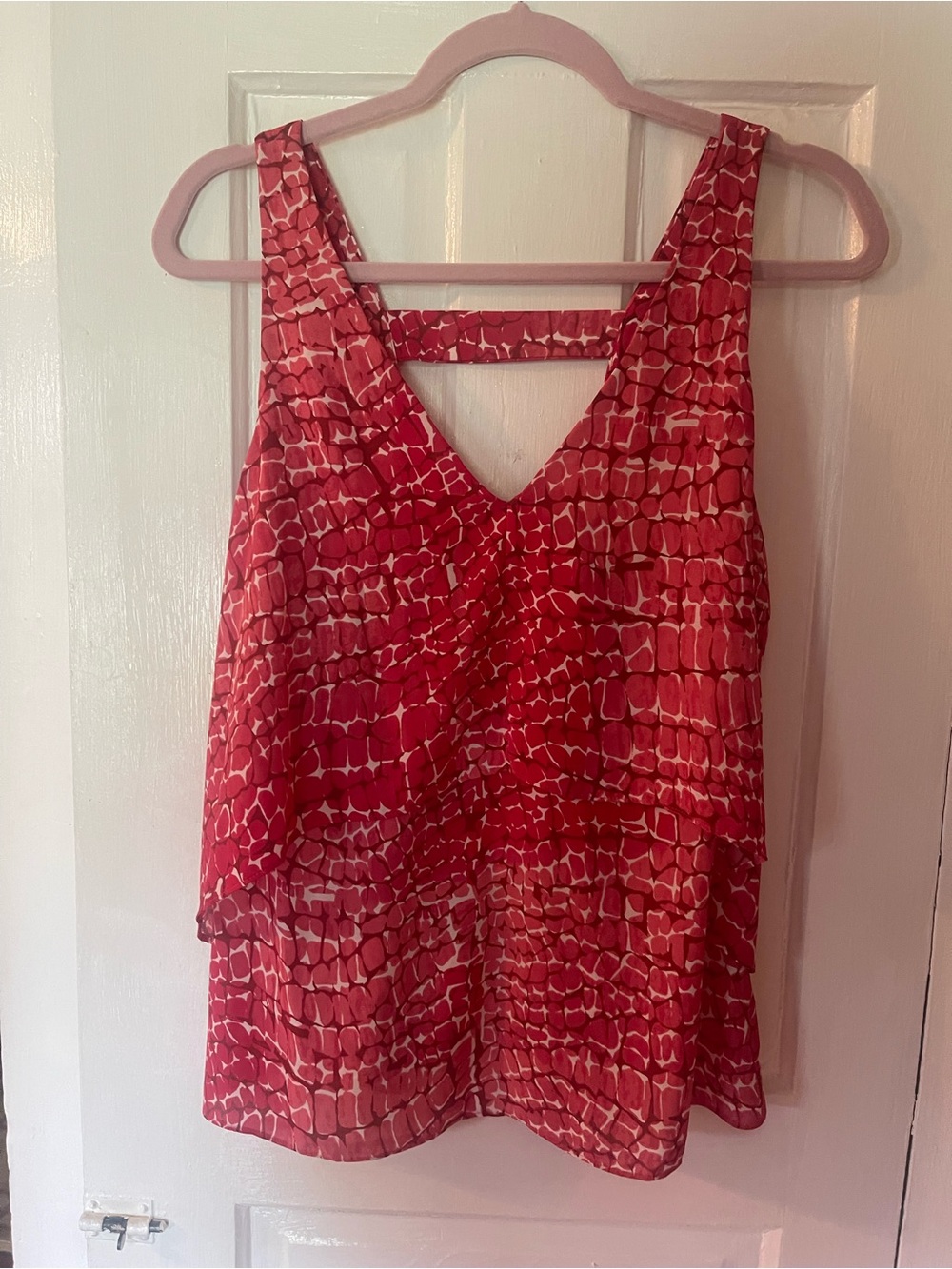 White House Black Market Patterned Sleeveless V-Neck